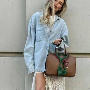 Yellowstone Chambray Denim Button Down Faded Distressed Bleached